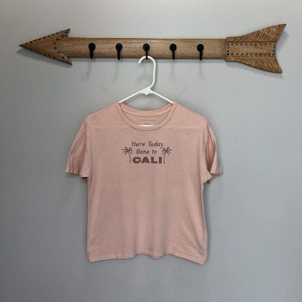 American Eagle | Pink Here Today Gone To Cali Short Sleeve Graphic Tee Top Size